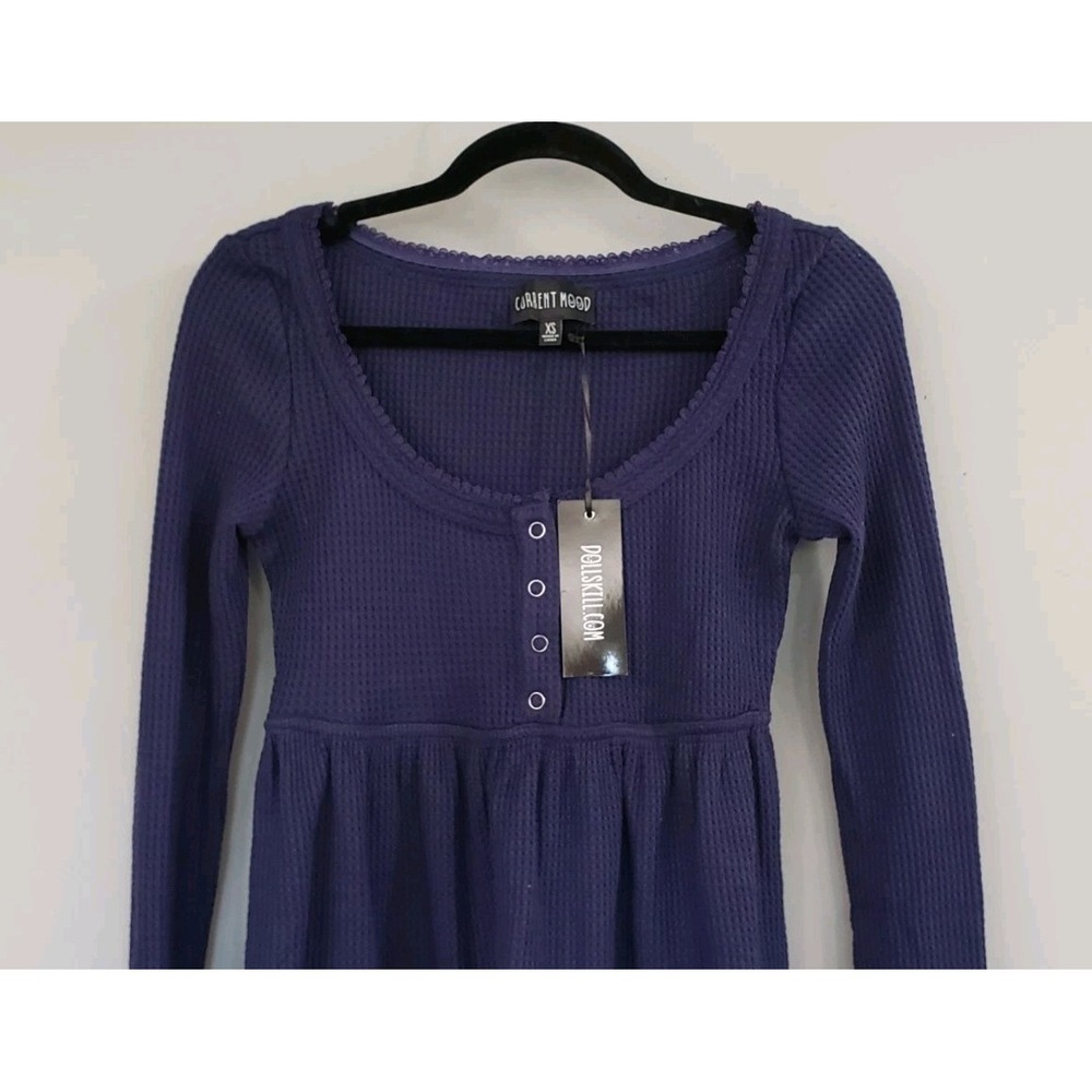 NEW CURRENT MOOD XS WAFFLE KNIT TWILIGHT BELLA SWAN BLUE LONG SLEEVE SHIRT - Picture 5 of 5
